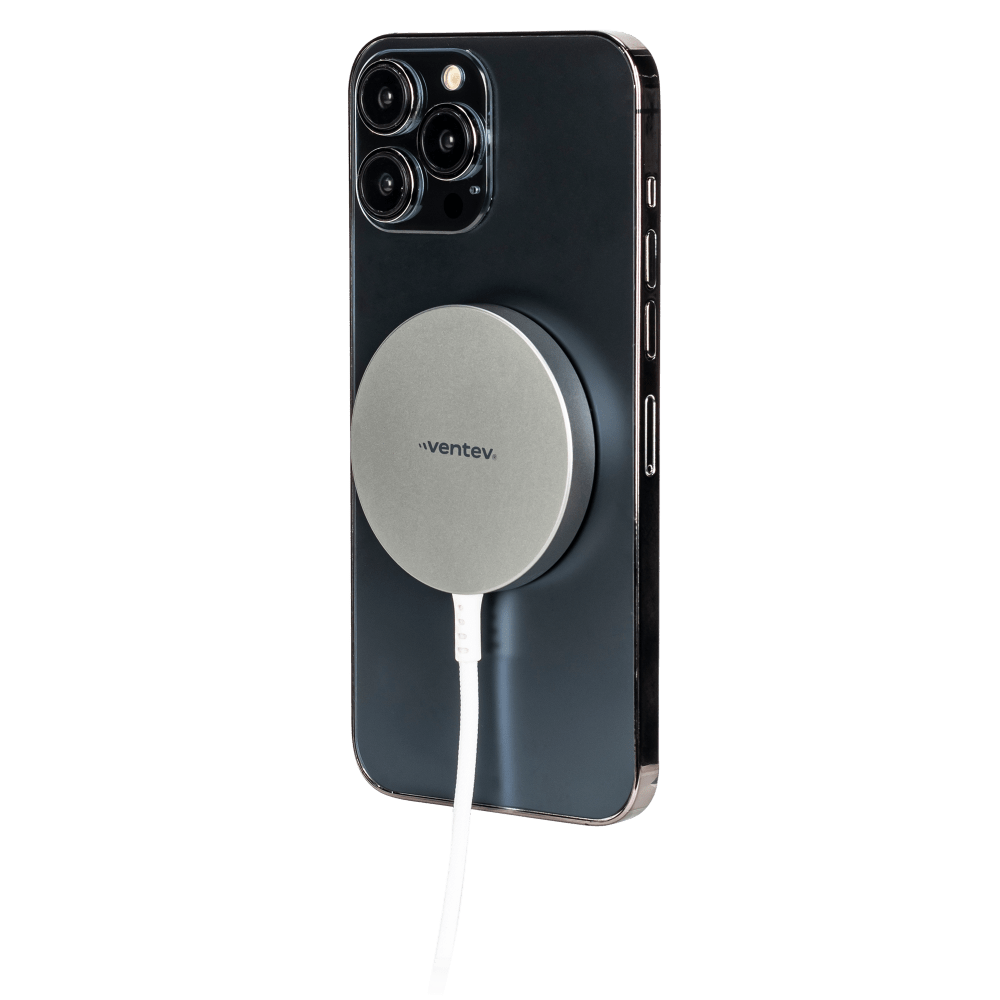 Ventev 15W ULTRAFAST Wireless Magnetic Charger with Extra-Long 10 Foot Alloy Cable-Silver by Ventev