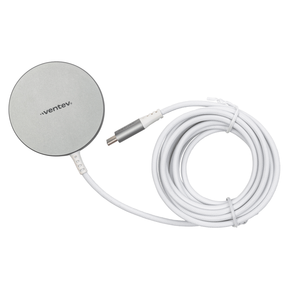 Ventev 15W ULTRAFAST Wireless Magnetic Charger with Extra-Long 10 Foot Alloy Cable-Silver by Ventev