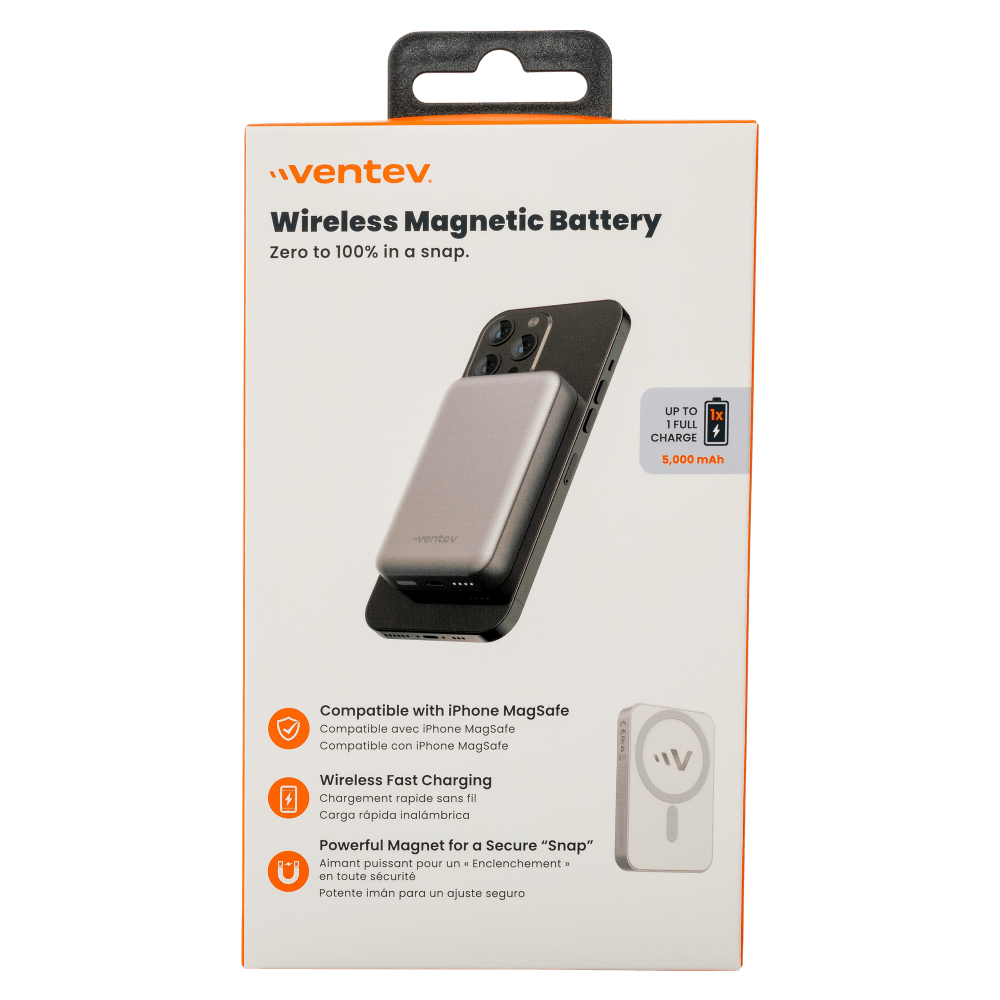 Ventev 5k mAh Portable Magnetic Battery-Gray by Ventev