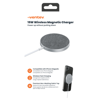 Ventev 15W ULTRAFAST Qi2 Wireless Magnetic Charger-Silver by Ventev