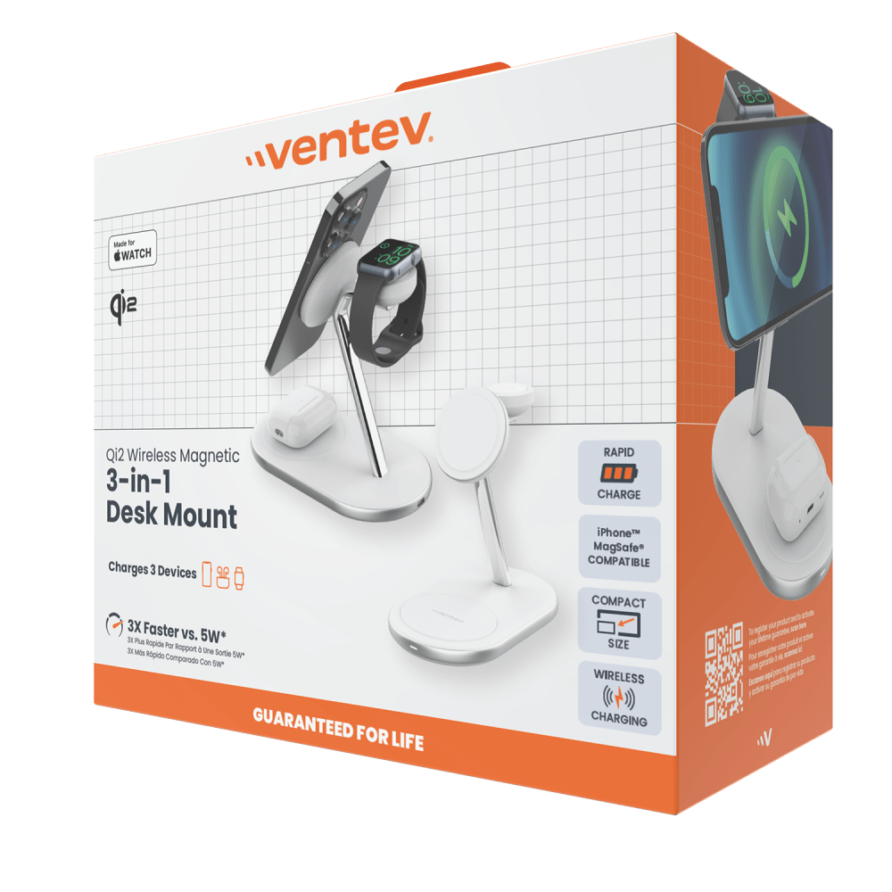 Ventev Qi2 Wireless 3-1 Desk Mount-- by Ventev