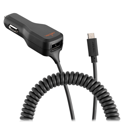 Ventev 17W USB A Car Charger and Connected Micro USB Cable-Gray by Ventev