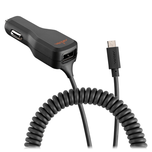Ventev 17W USB A Car Charger and Connected Micro USB Cable-Gray by Ventev