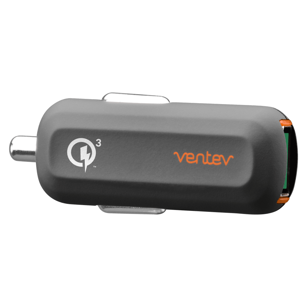 Ventev 24W ULTRAFAST USB A Mini Car Charger and USB A to USB C Cable-Gray by Ventev