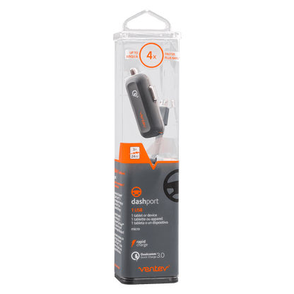 Ventev 24W ULTRAFAST USB A Car Charger and USB A to Micro USB Cable-Gray by Ventev