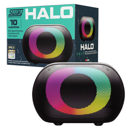 Sway - Halo LED IPX5 Splash Resistant Bluetooth Speaker 10W - Black