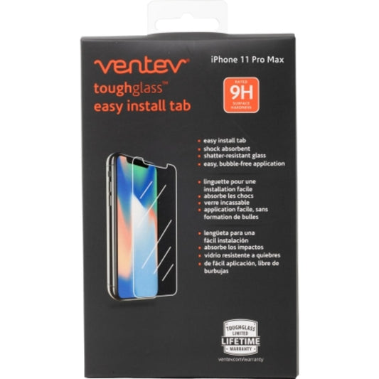 Ventev toughglass easy install tab Tempered Glass Screen Protector for Apple iPhone 11 Pro Max / Xs Max-Clear by Ventev