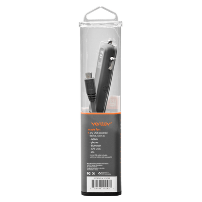 Ventev 24W ULTRAFAST USB A Dual Mini Car Charger and USB A to Micro USB Cable-Gray by Ventev