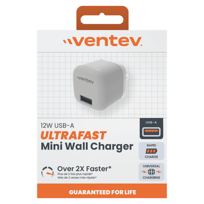 Ventev 12W USB A Universal Mini Wall Charger-Gray by Ventev