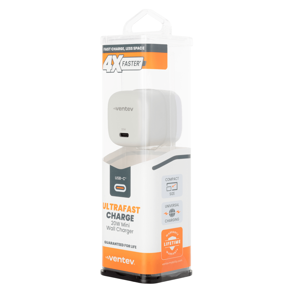 Ventev 20W ULTRAFAST USB C Universal Mini Wall Charger-White by Ventev