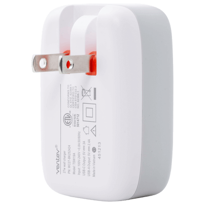 Ventev 27W ULTRAFAST USB C and USB A Dual Universal Wall Charger-- by Ventev