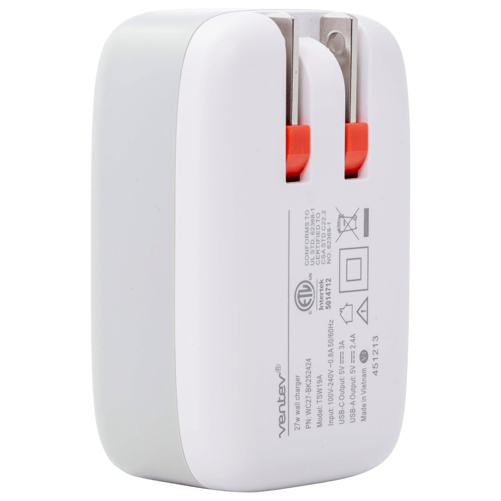 Ventev 27W ULTRAFAST USB C and USB A Dual Universal Wall Charger-- by Ventev