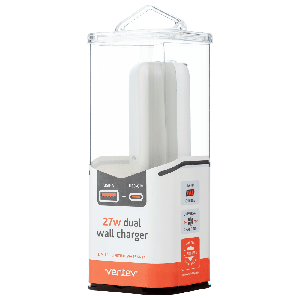 Ventev 27W ULTRAFAST USB C and USB A Dual Universal Wall Charger-- by Ventev
