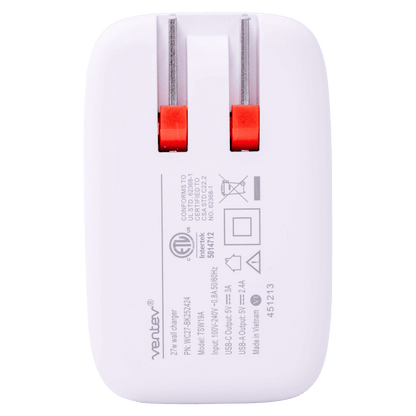 Ventev 27W ULTRAFAST USB C and USB A Dual Universal Wall Charger-- by Ventev