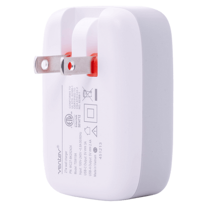 Ventev 27W ULTRAFAST USB C and USB A Dual Universal Wall Charger-- by Ventev