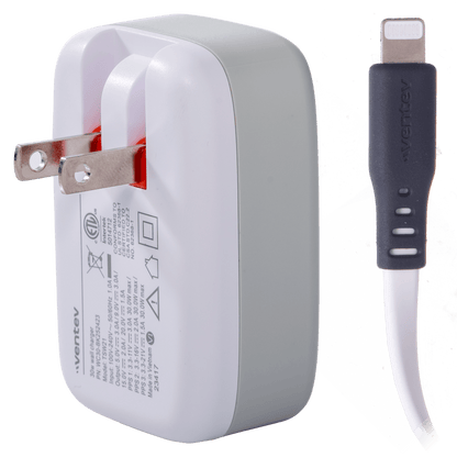 Ventev 30W ULTRAFAST USB C Universal Wall Charger with USB C to Apple Lightning Cable-White by Ventev