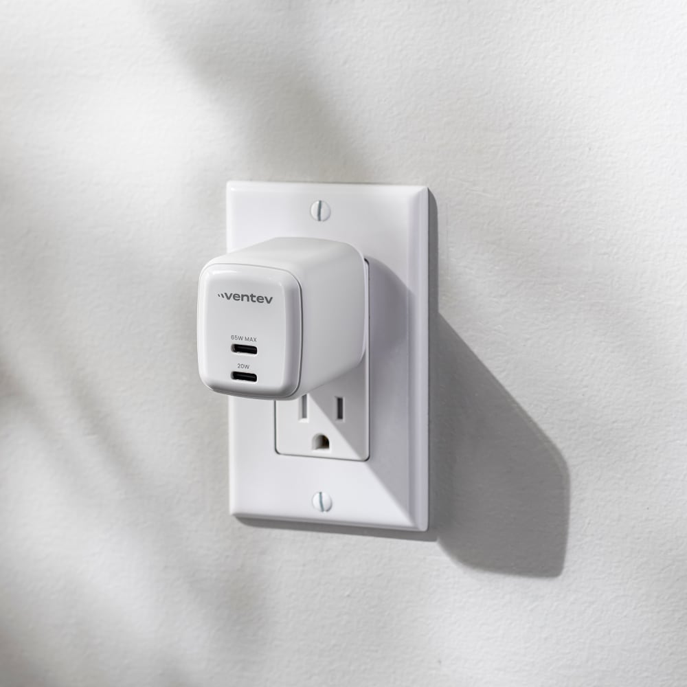 Ventev 65W ULTRAFAST USB C Universal Dual GaN Mini Wall Charger-- by Ventev