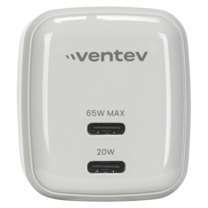 Ventev 65W ULTRAFAST USB C Universal Dual GaN Mini Wall Charger-- by Ventev