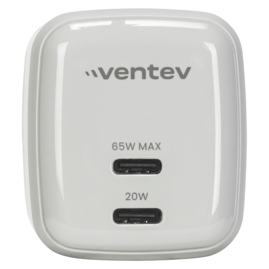 Ventev 65W ULTRAFAST USB C Universal Dual GaN Mini Wall Charger-- by Ventev