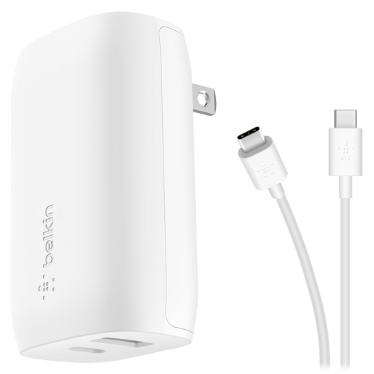 Belkin Dual Port USB A and USB C PD 37W Wall Charger with PPS by Belkin