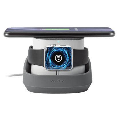Ventev 10W Wireless Watchdock Duo Charging Pad and Apple Watch Charger-Gray