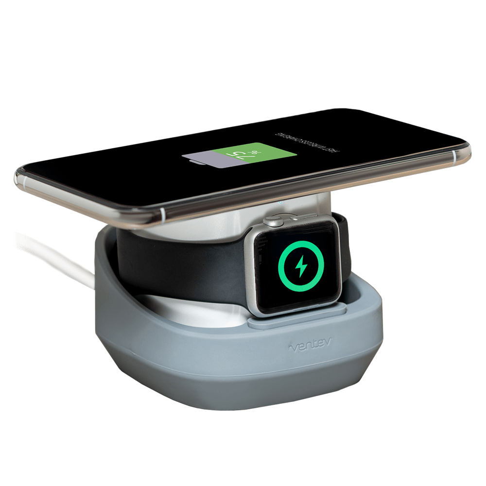Ventev 10W Wireless Watchdock Duo Charging Pad and Apple Watch Charger-Gray by Ventev