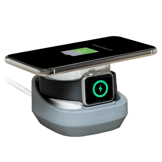 Ventev 10W Wireless Watchdock Duo Charging Pad and Apple Watch Charger-Gray by Ventev