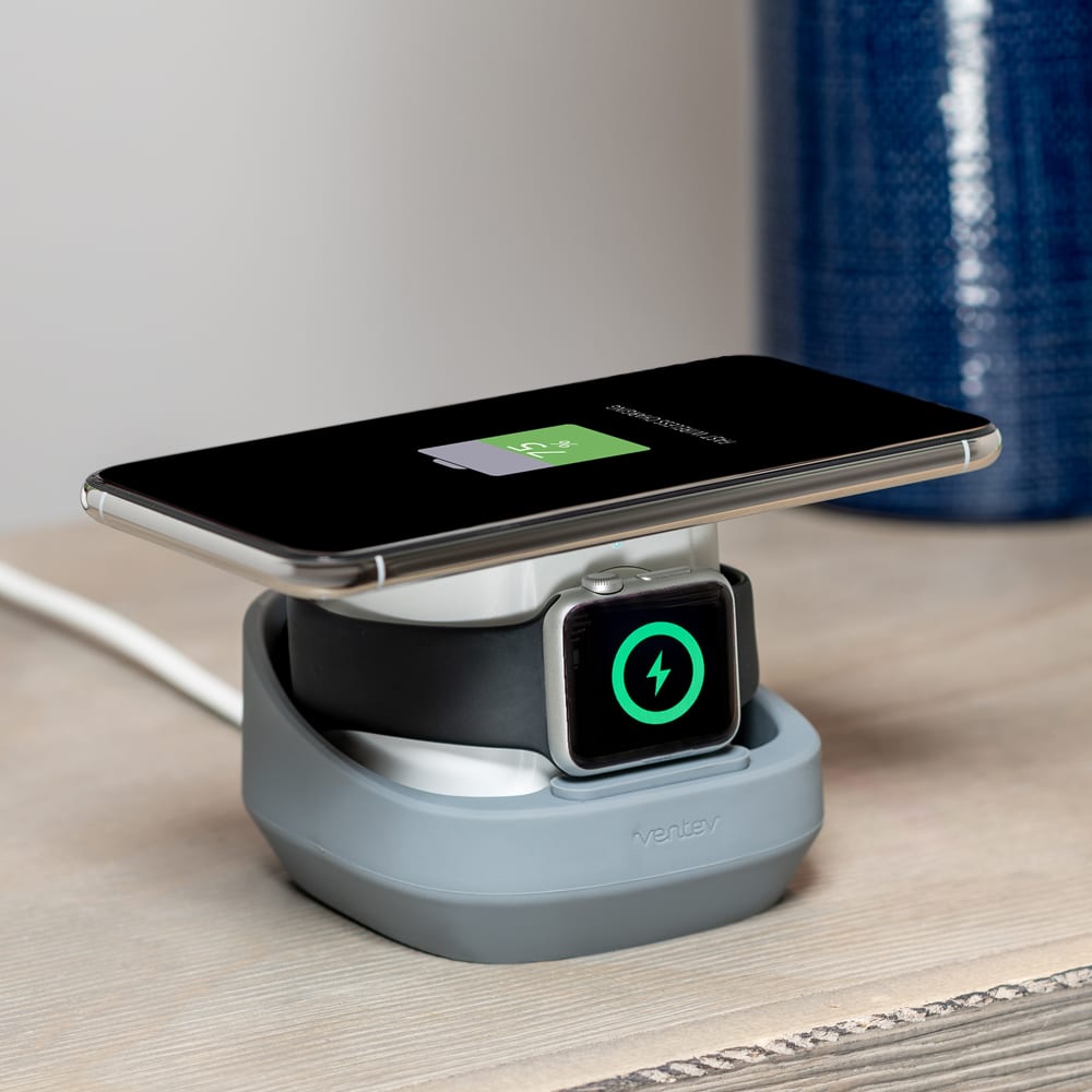 Ventev 10W Wireless Watchdock Duo Charging Pad and Apple Watch Charger-Gray by Ventev
