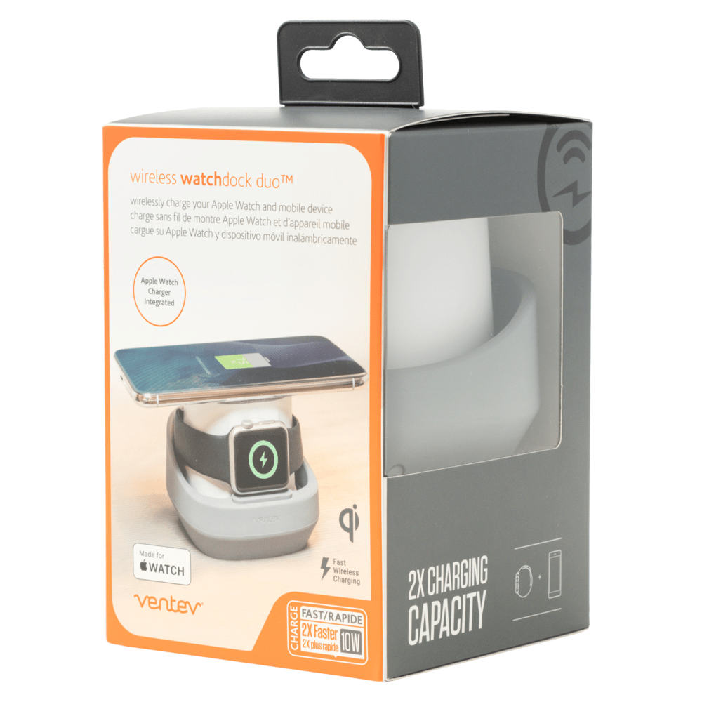 Ventev 10W Wireless Watchdock Duo Charging Pad and Apple Watch Charger-Gray by Ventev