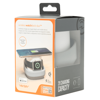 Ventev 10W Wireless Watchdock Duo Charging Pad and Apple Watch Charger-Gray by Ventev