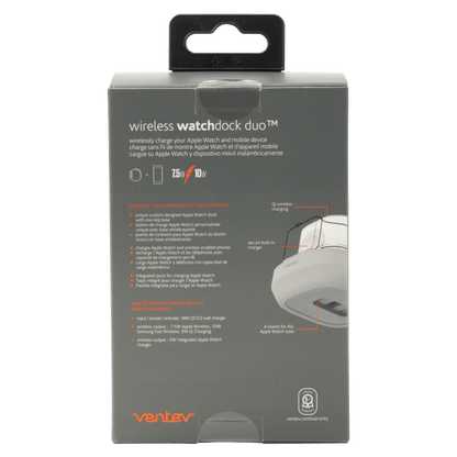 Ventev 10W Wireless Watchdock Duo Charging Pad and Apple Watch Charger-Gray by Ventev